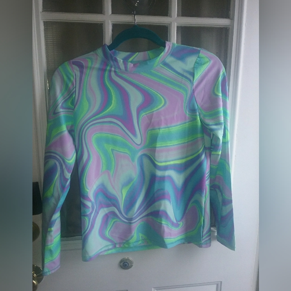 The Children's Place Multicolor Swirl Swim Shirt - 16 (Girls) NWT - SPF 50